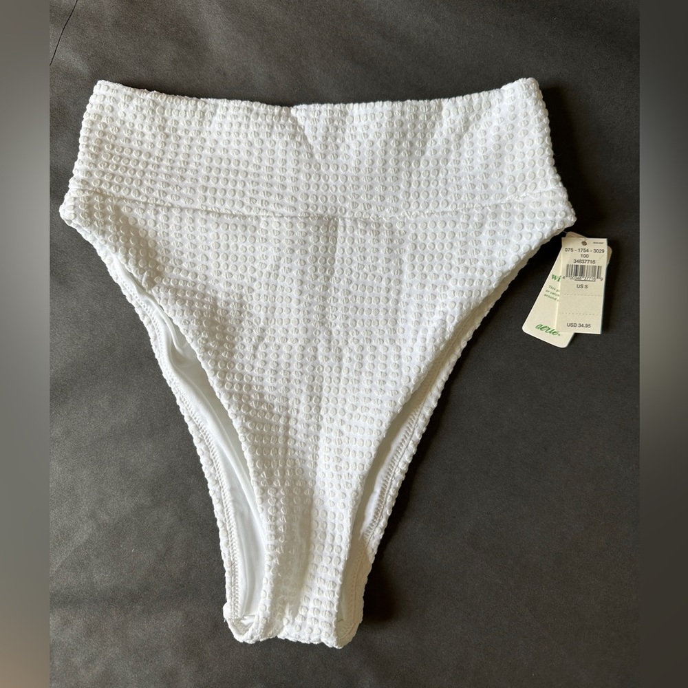 High-waisted White Bikini Bottom